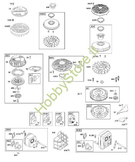 G - Sistema di scarico, volano, dispositivo di avviamento a riavvolgimento B&S - 21 €¦ 217802-0130-B1 brand Stihl